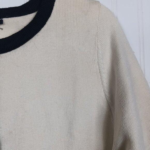 PRETTYGARDEN Knit Cream Cardigan Black Trim Gold Button Sweater L - Picture 7 of 8